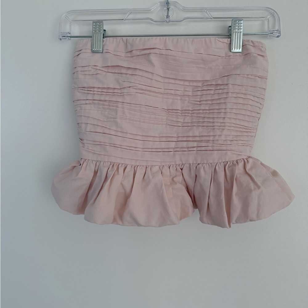 H&M Light Pink Strapless Ruffle Top